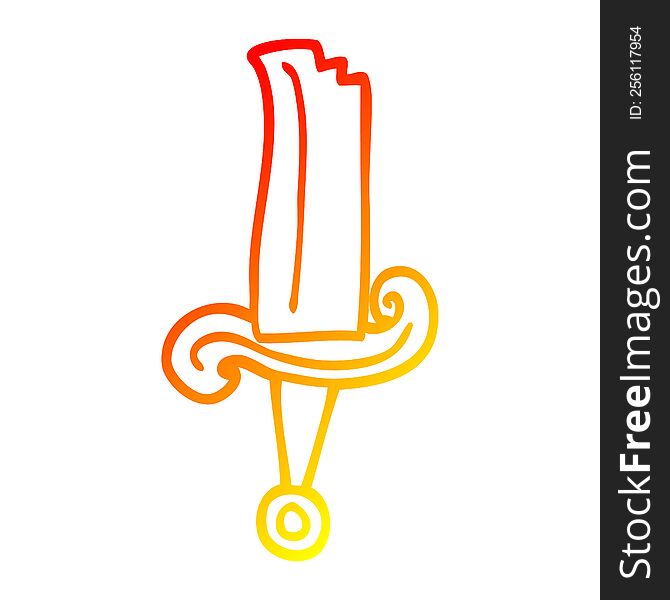 warm gradient line drawing of a cartoon jeweled sword