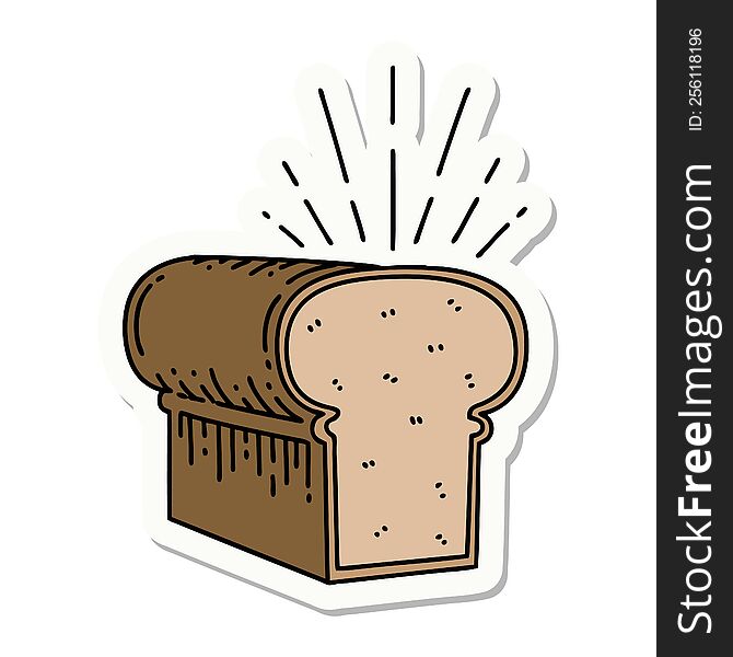 Sticker Of Tattoo Style Loaf Of Bread