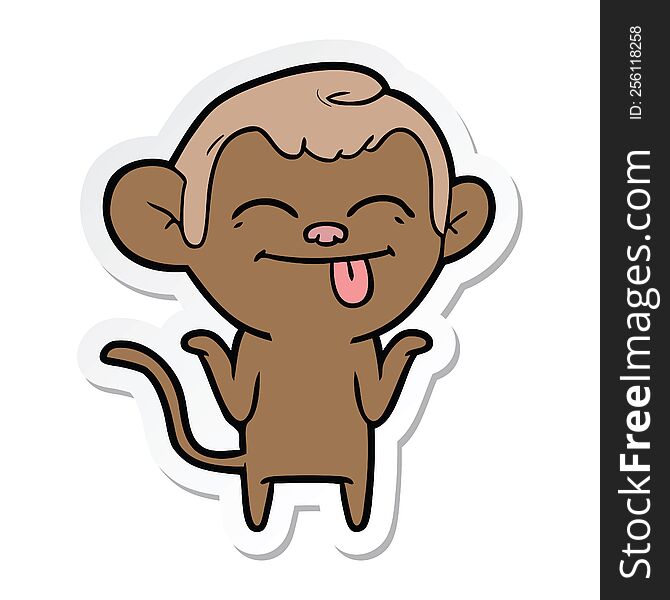 Sticker Of A Funny Cartoon Monkey