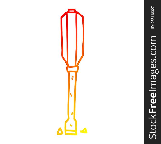 warm gradient line drawing of a cartoon screwdriver