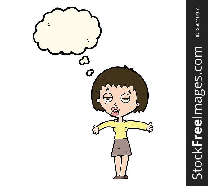 Cartoon Bored Woman With Thought Bubble