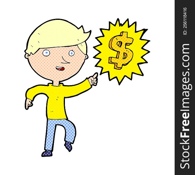 Cartoon Man With Money Idea