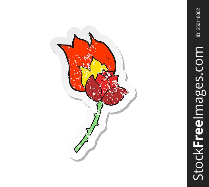 retro distressed sticker of a cartoon rose