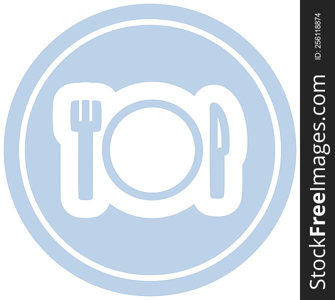 Knife Fork And Plate Circular Icon