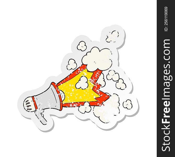 Retro Distressed Sticker Of A Cartoon Loudhailer
