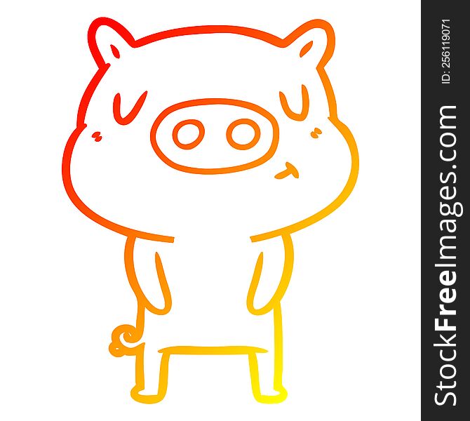 Warm Gradient Line Drawing Cartoon Content Pig