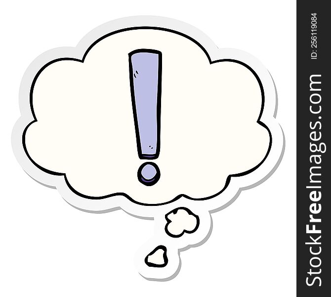 cartoon exclamation mark with thought bubble as a printed sticker