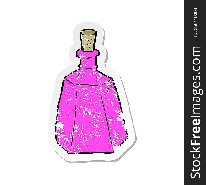 Retro Distressed Sticker Of A Cartoon Potion Bottle