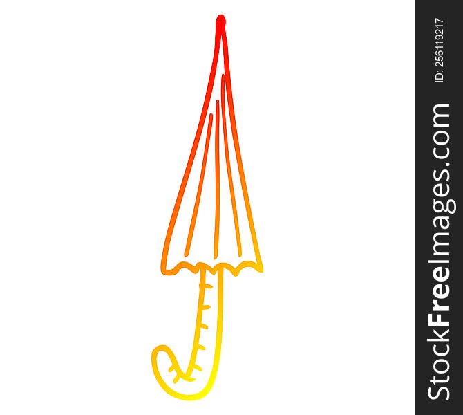 warm gradient line drawing of a cartoon umbrella