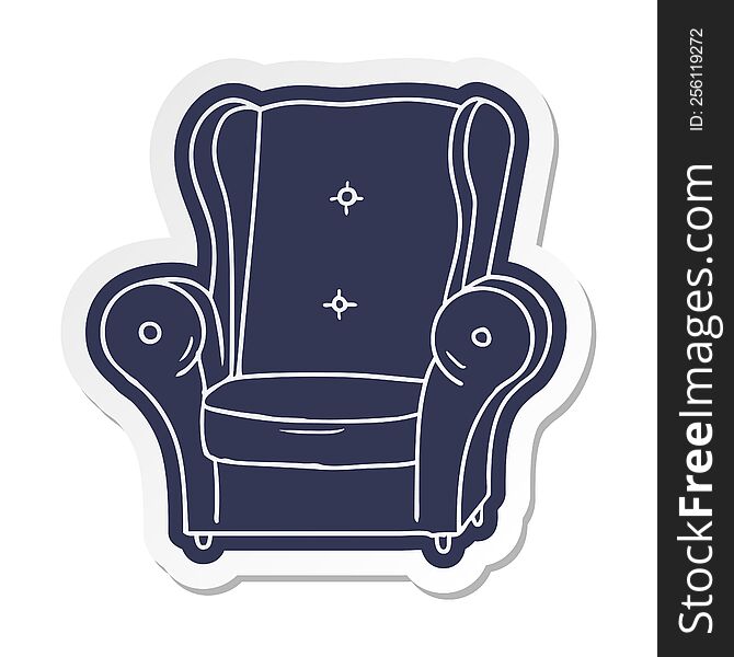 Cartoon Sticker Of An Old Armchair