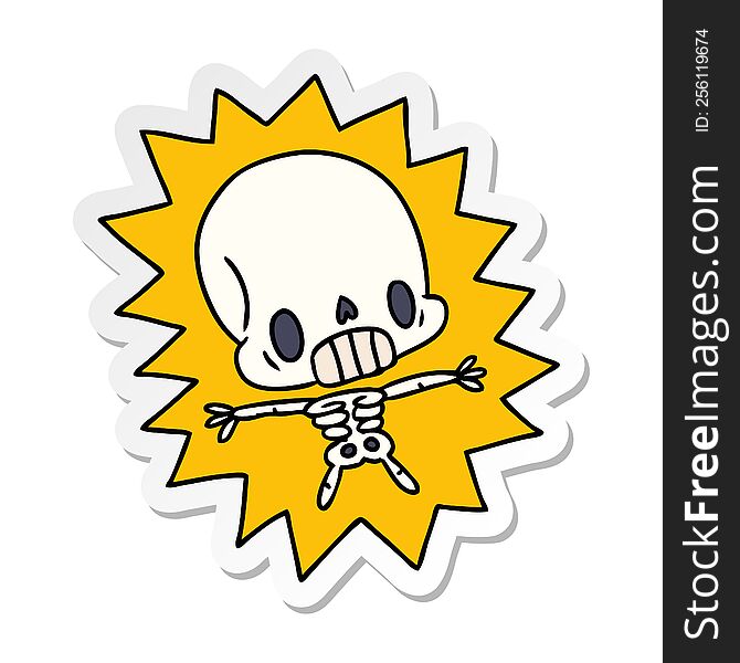 Sticker Cartoon Kawaii Electrocuted Skeleton