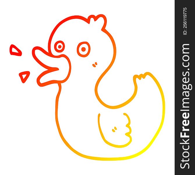 warm gradient line drawing of a cartoon quacking duck