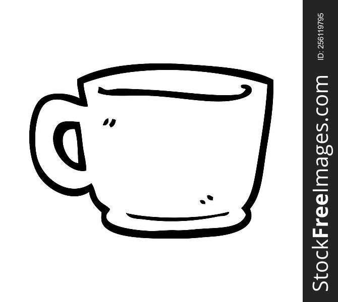 line drawing cartoon of a tea cup