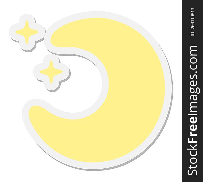 cartoon moon and stars sticker