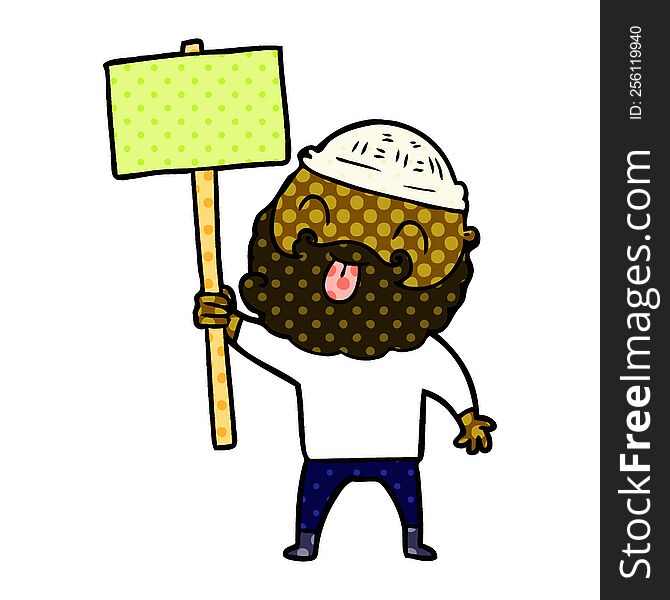 bearded protester cartoon. bearded protester cartoon