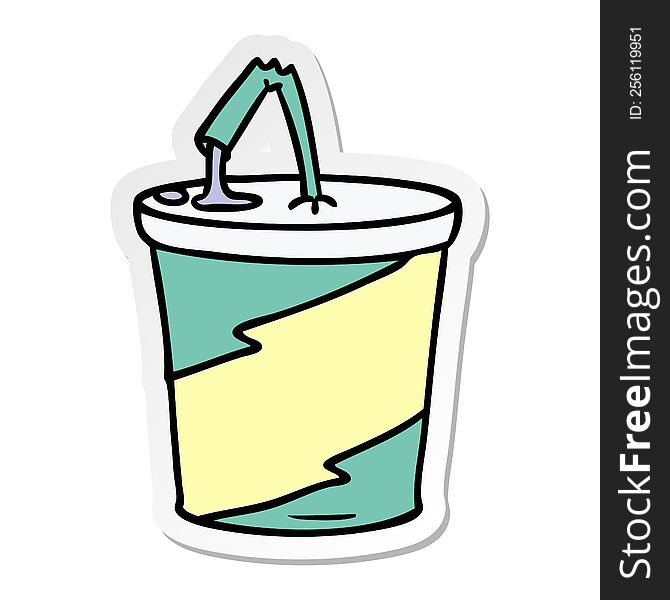 hand drawn sticker cartoon doodle of fastfood drink