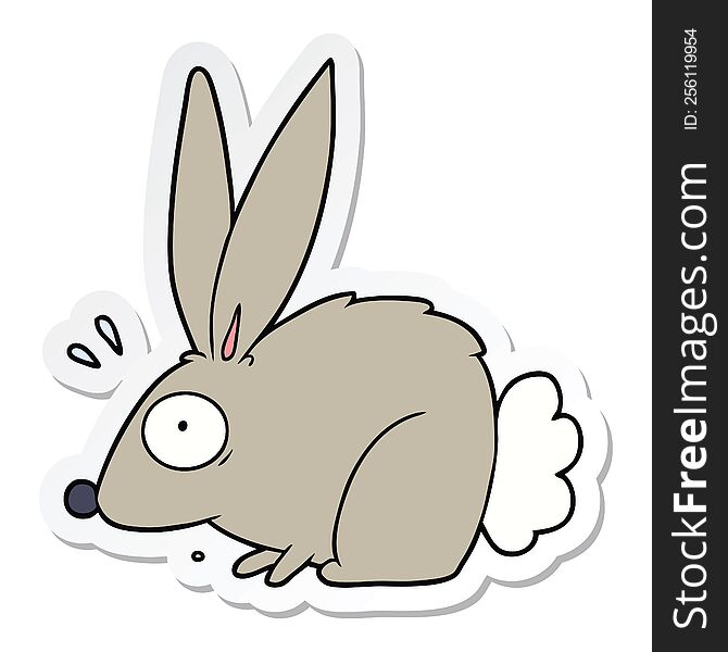 Sticker Of A Cartoon Frightened Rabbit