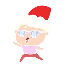 Flat Color Illustration Of A Happy Woman Wearing Spectacles Wearing Santa Hat Royalty Free Stock Photos
