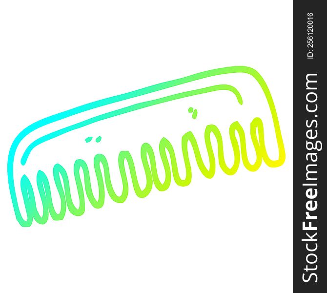cold gradient line drawing of a cartoon hair comb
