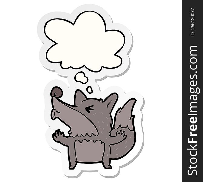 cartoon werewolf howling and thought bubble as a printed sticker