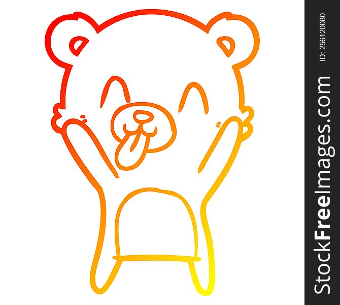 warm gradient line drawing of a rude cartoon bear