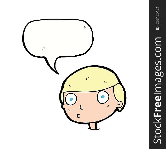 Cartoon Boy Staring With Speech Bubble