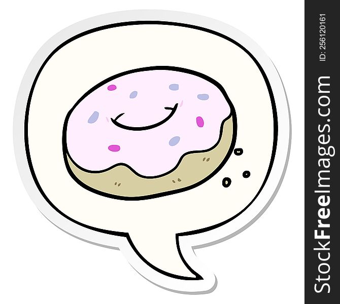 cartoon donut and sprinkles and speech bubble sticker