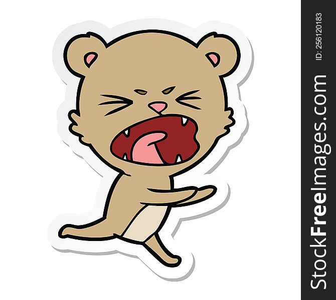 Sticker Of A Angry Cartoon Bear Shouting