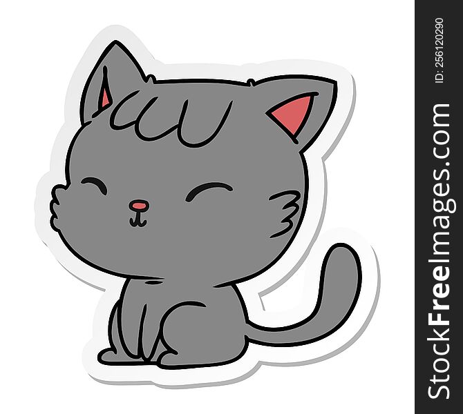 sticker cartoon illustration of cute kawaii cat. sticker cartoon illustration of cute kawaii cat