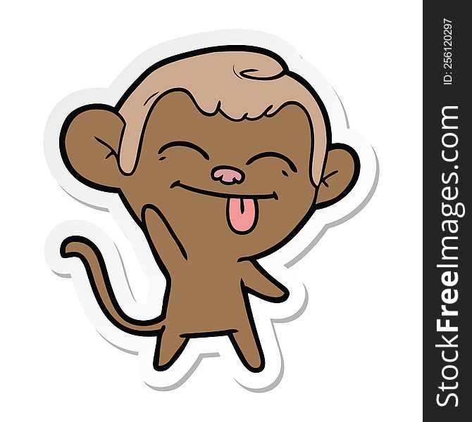 Sticker Of A Funny Cartoon Monkey Waving