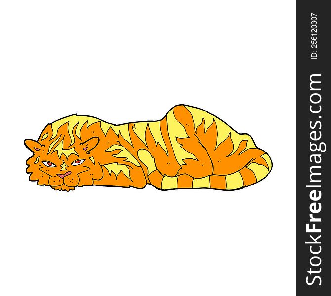 Cartoon Resting Tiger