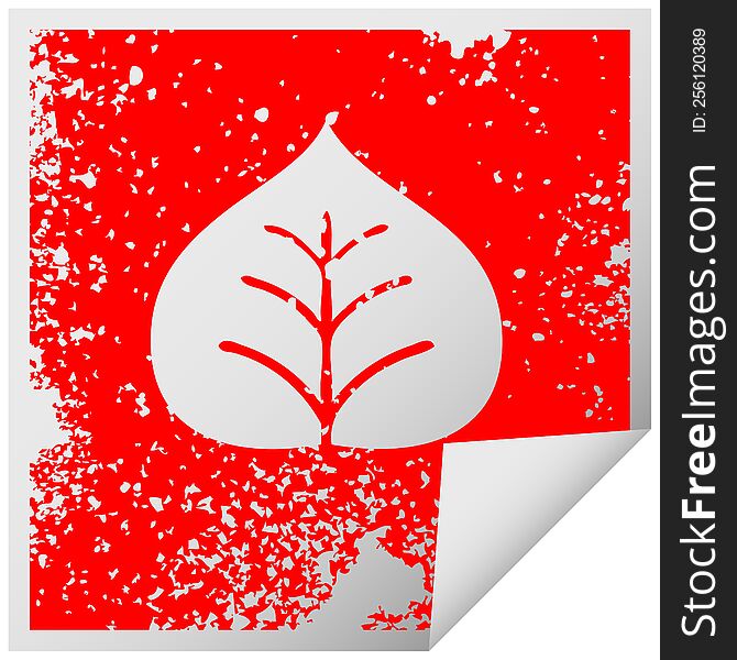 Distressed Square Peeling Sticker Symbol Autumn Leaf