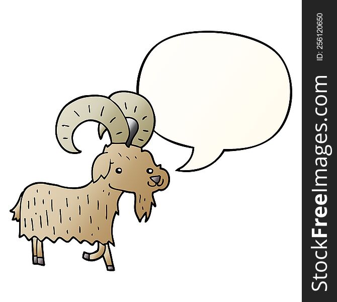 Cartoon Goat And Speech Bubble In Smooth Gradient Style