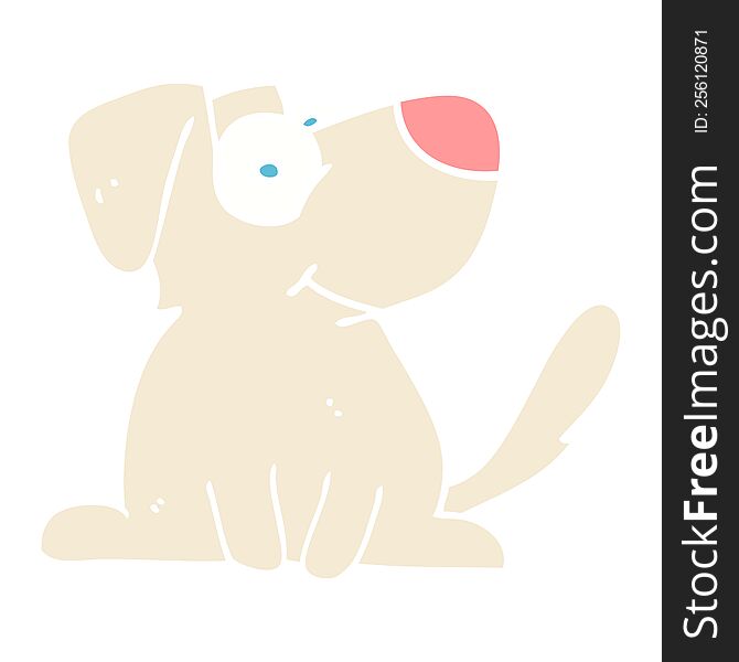 flat color illustration cartoon happy dog