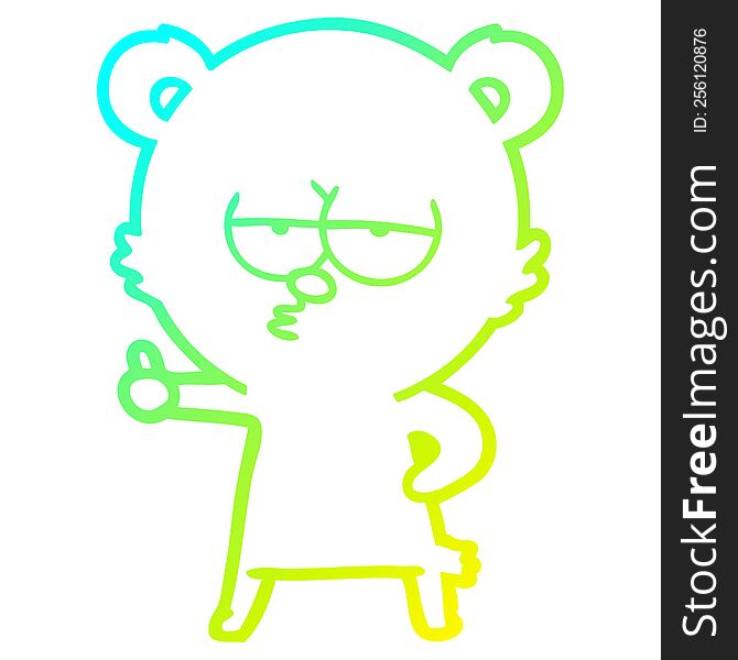 Cold Gradient Line Drawing Bored Polar Bear Cartoon Giving Thumbs Up Sign
