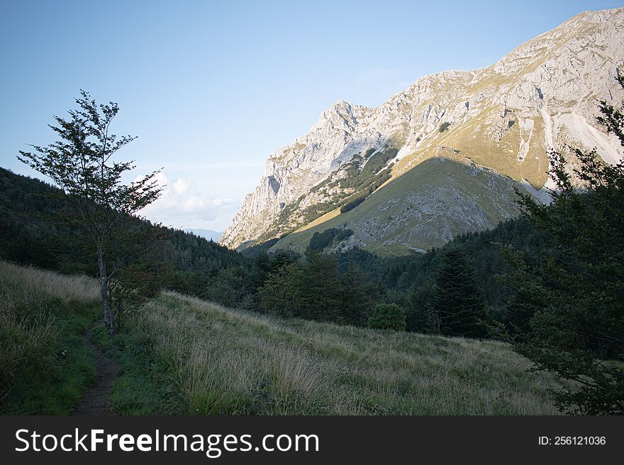A scenic view in early morning of Mount Pania della Croce in Apuan Alps