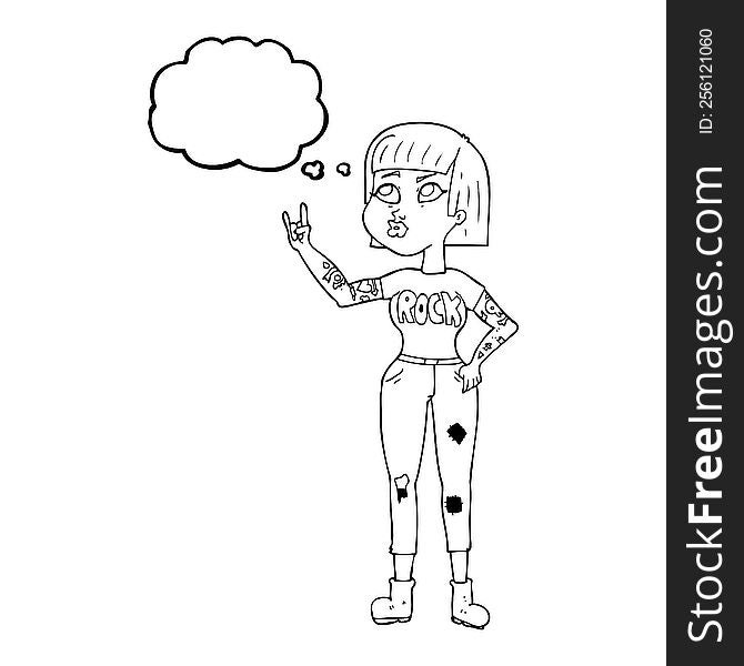 Thought Bubble Cartoon Rock Girl