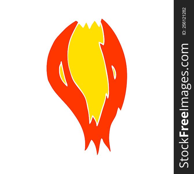 Flat Color Illustration Of A Cartoon Rocket Ship Flames