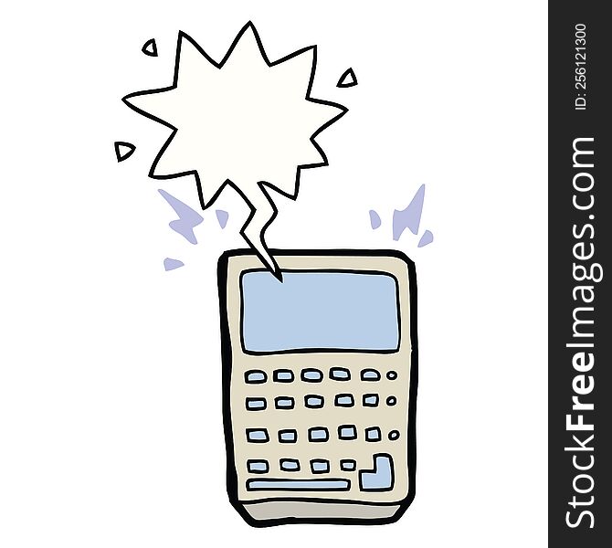 Cartoon Calculator And Speech Bubble