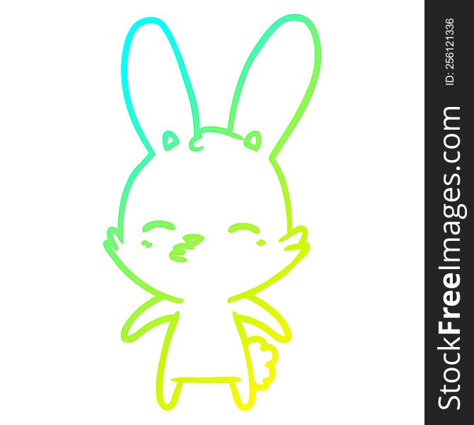 Cold Gradient Line Drawing Curious Bunny Cartoon