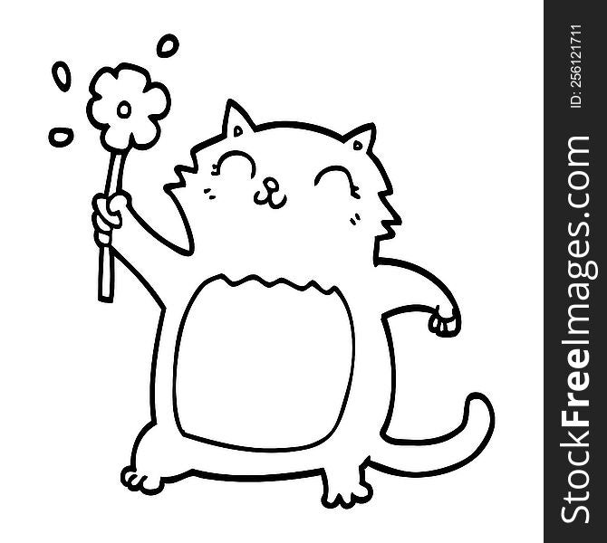 cartoon cat with flower