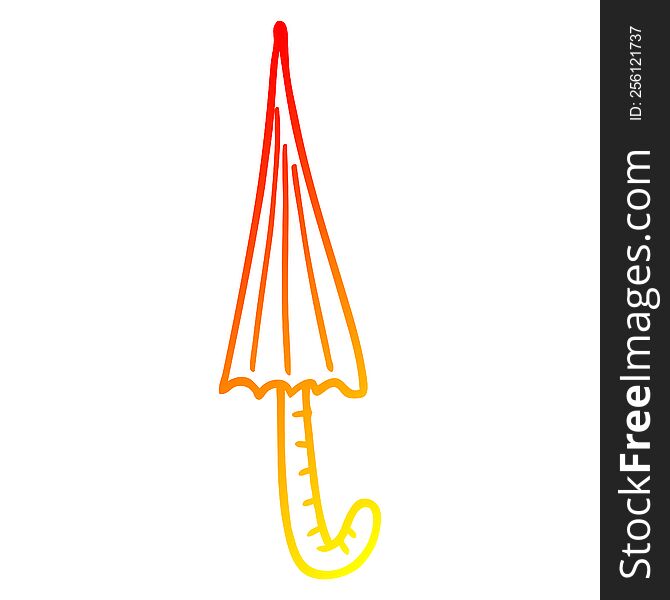 warm gradient line drawing of a cartoon umbrella