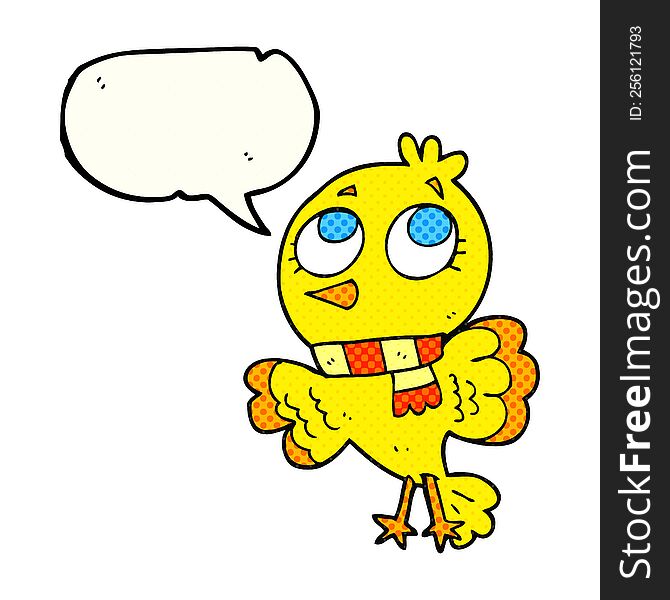 Cute Comic Book Speech Bubble Cartoon Bird