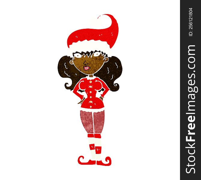 Cartoon Santa S Helper Woman