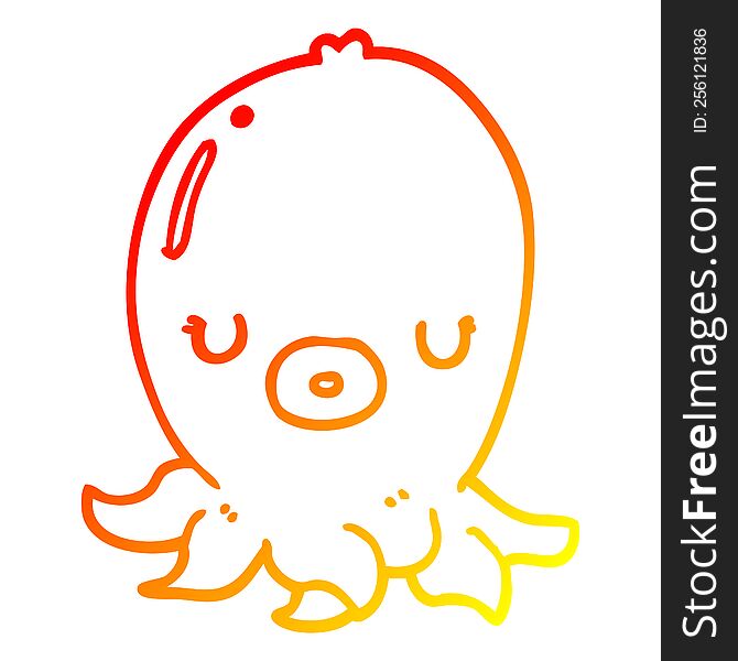 warm gradient line drawing of a cartoon octopus