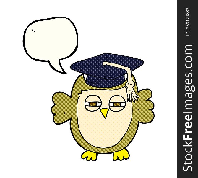 Comic Book Speech Bubble Cartoon Clever Owl