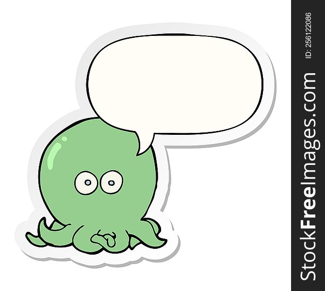 Cartoon Octopus And Speech Bubble Sticker