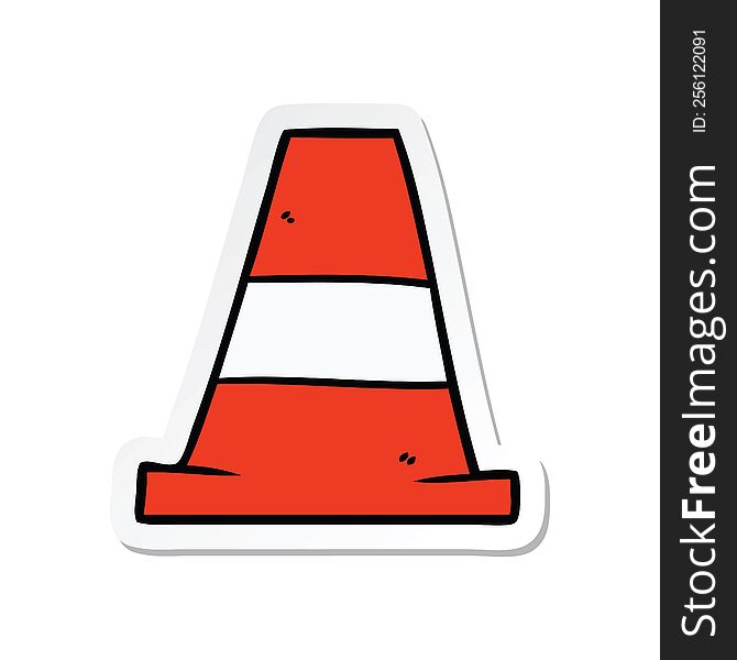 sticker of a cartoon road traffic cone