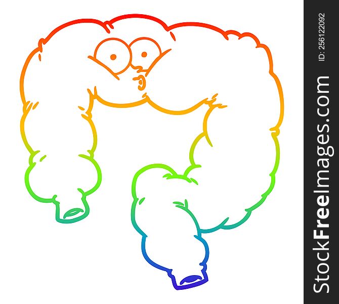 rainbow gradient line drawing of a cartoon surprised colon