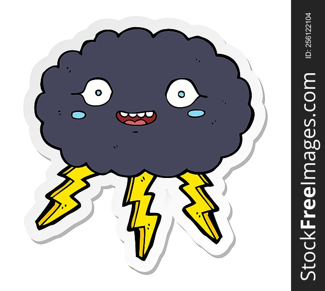 Sticker Of A Happy Cartoon Rain Cloud